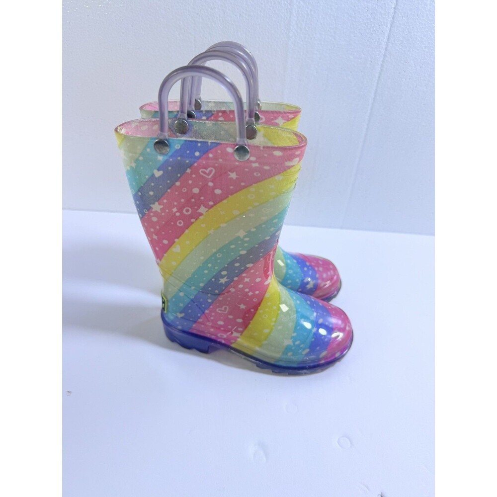 Western Chief Kids Mystical Pastels Rainbow Rain Boots Size 7/8 Purple PVC